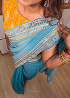 Crushed Saree - Blue