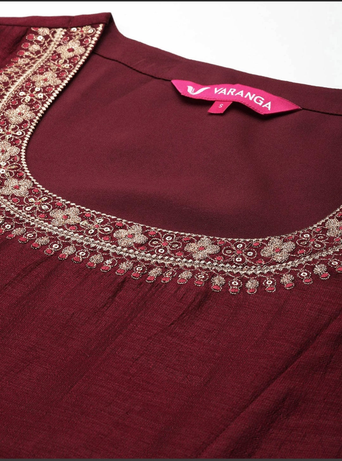 Embroidered Sequins Embellished Anarkali - Maroon & Gold