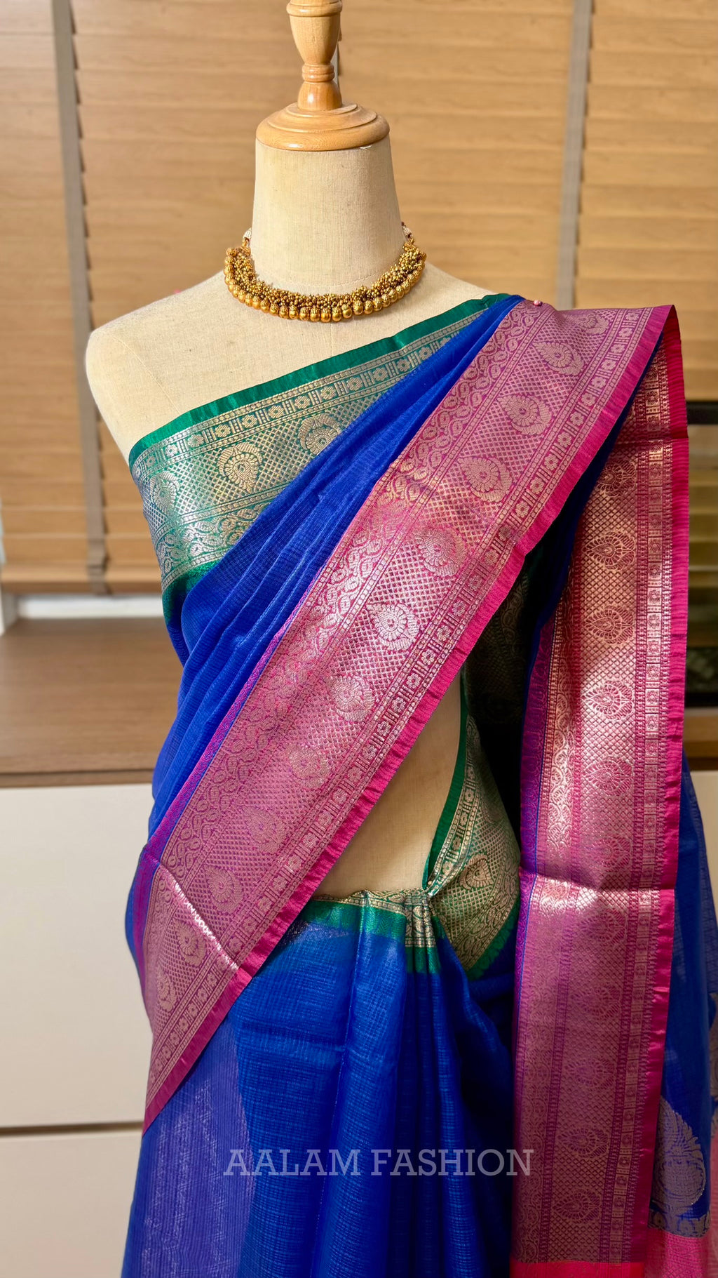 Cotton Kota Soft Silk Saree - BluexPink