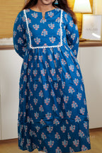 Teal Floral Flare Kurti