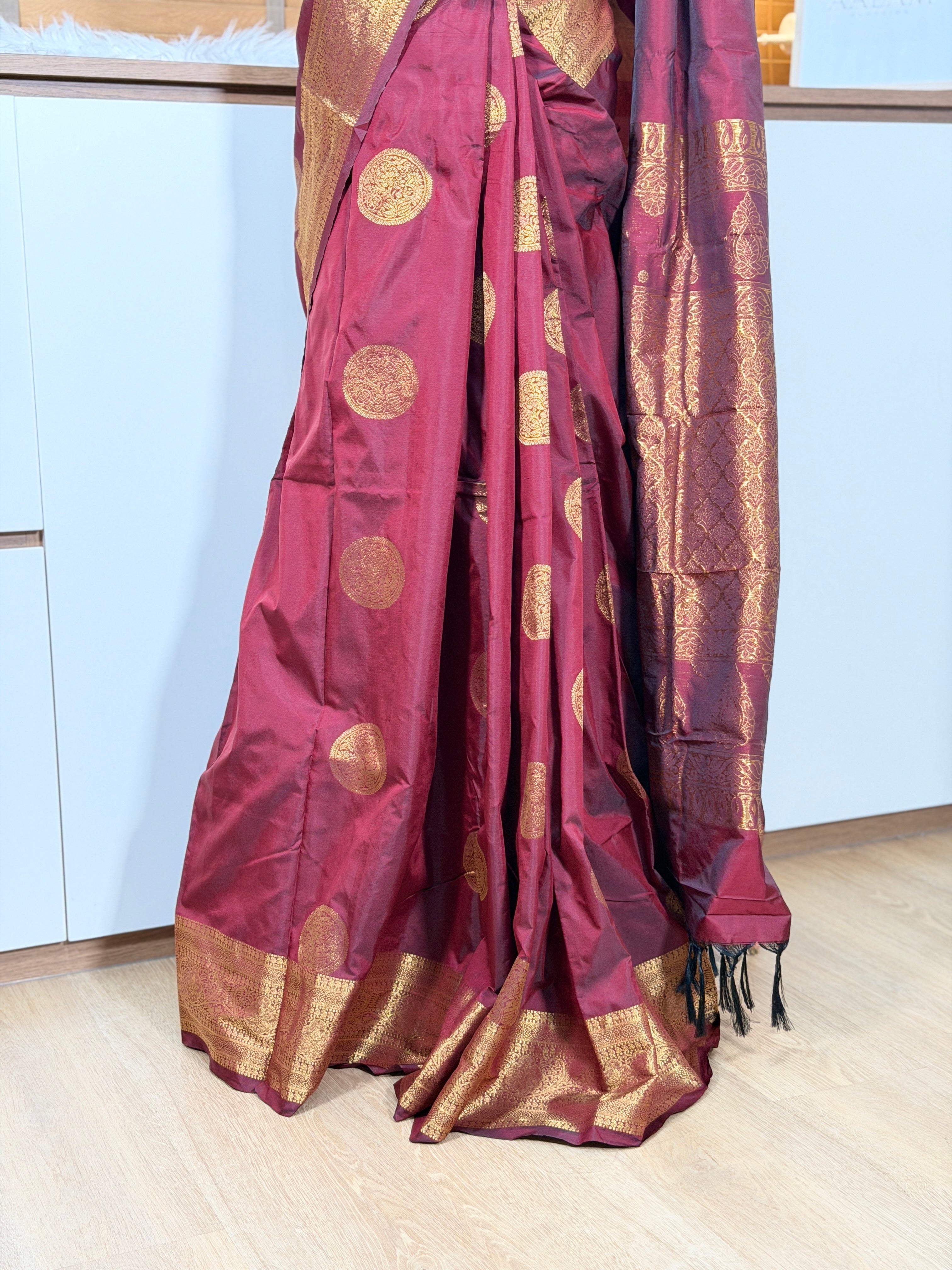 Soft Silk Saree - Deep Maroon