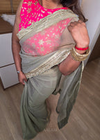 Crushed Saree - Sage green