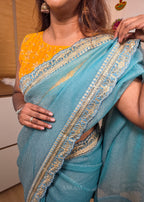 Crushed Saree - Blue