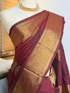 Soft Silk Saree - Deep Maroon