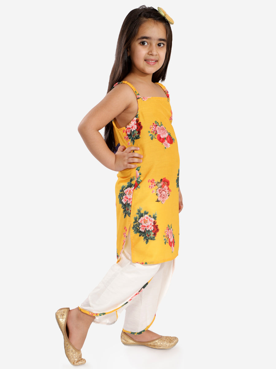 Floral Kurti Tulip Set - Yellow