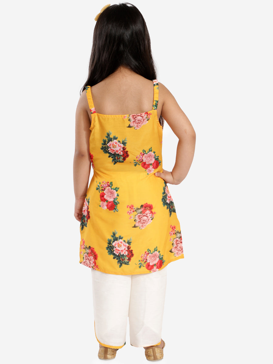 Floral Kurti Tulip Set - Yellow
