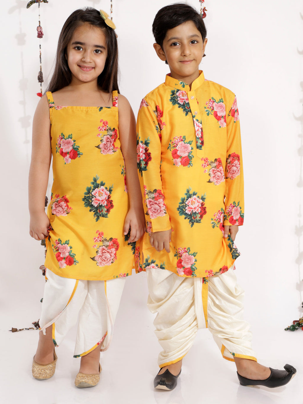 Floral Kurti Tulip Set - Yellow