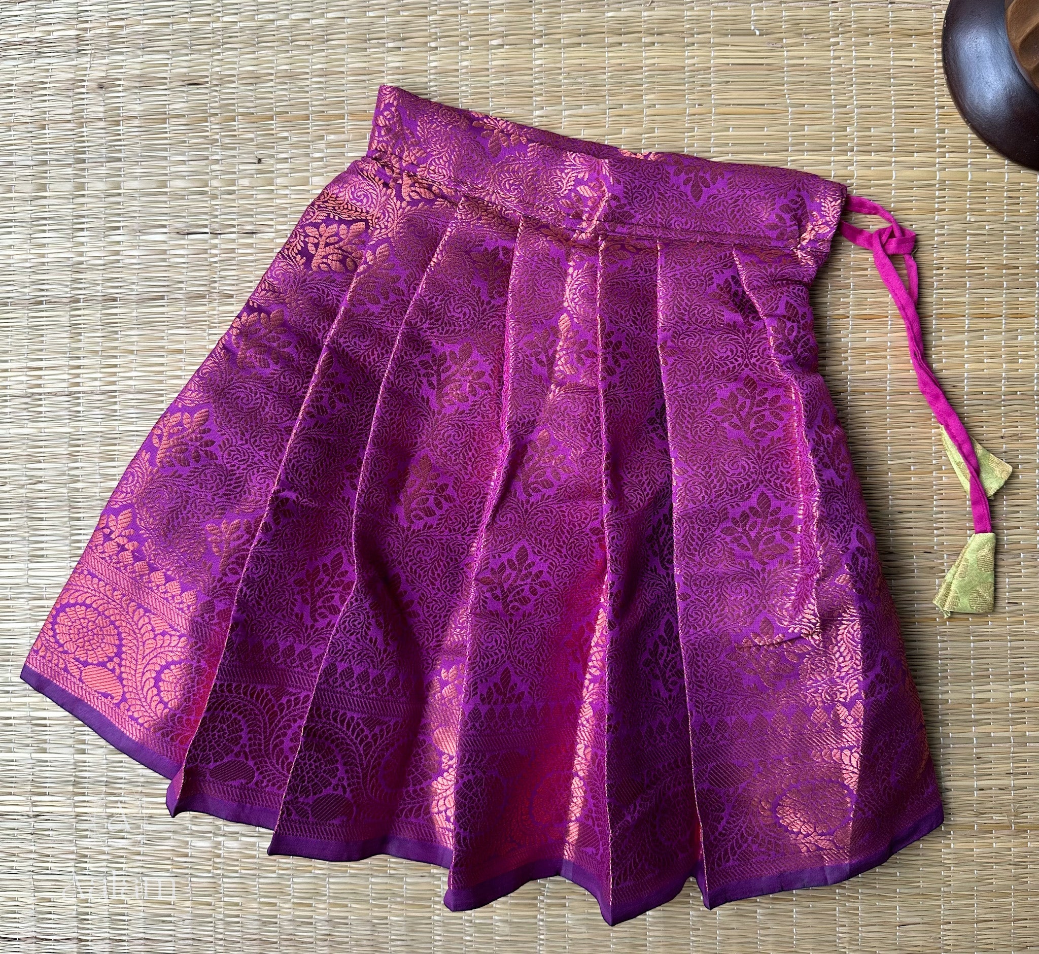 Banarasi Halter Neck Top & Skirt - Green & Purple